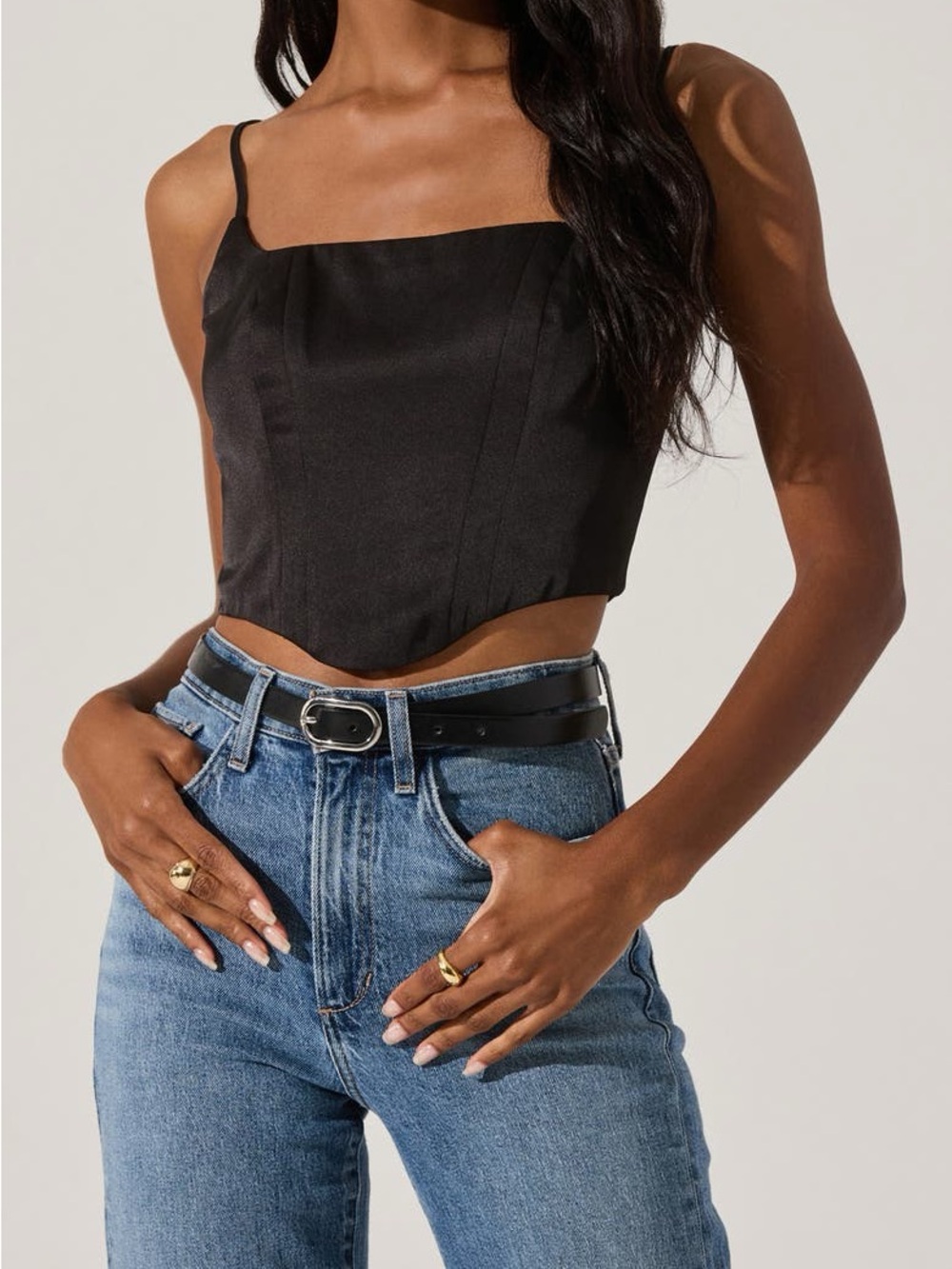 ASTR Satin Ribbed Corset Going Out Top